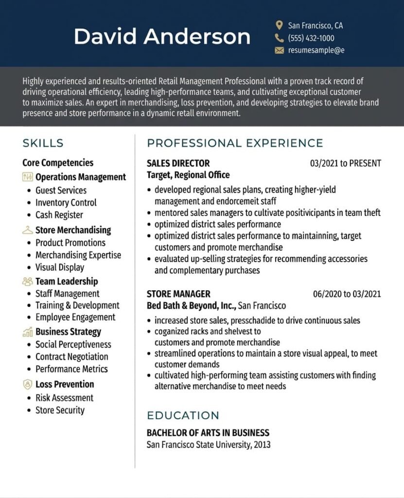 Professional resume template sample made with the LikeResume online resume builder